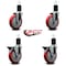 Service Caster 5'' Red Poly Wheel Swivel 1-3/4'' Expanding Stem Caster Set 2 Brakes, 4PK SCC-EX20S514-PPUB-RED-2-PLB-2-134 - alternate 3